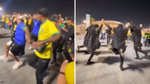 Brasileiros fazem batalha de dança com árabes no Catar; veja vídeo