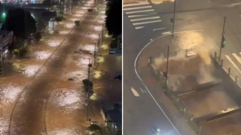 "Onda" em córrego inunda avenida de Belo Horizonte