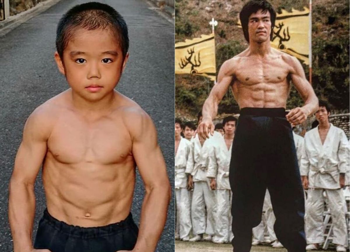 Físico musculoso de menino de 12 anos impressiona