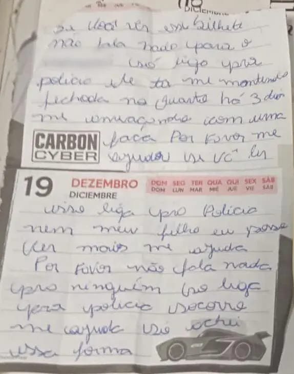 Mulher mantida em cárcere escreve bilhetes para pedir socorro