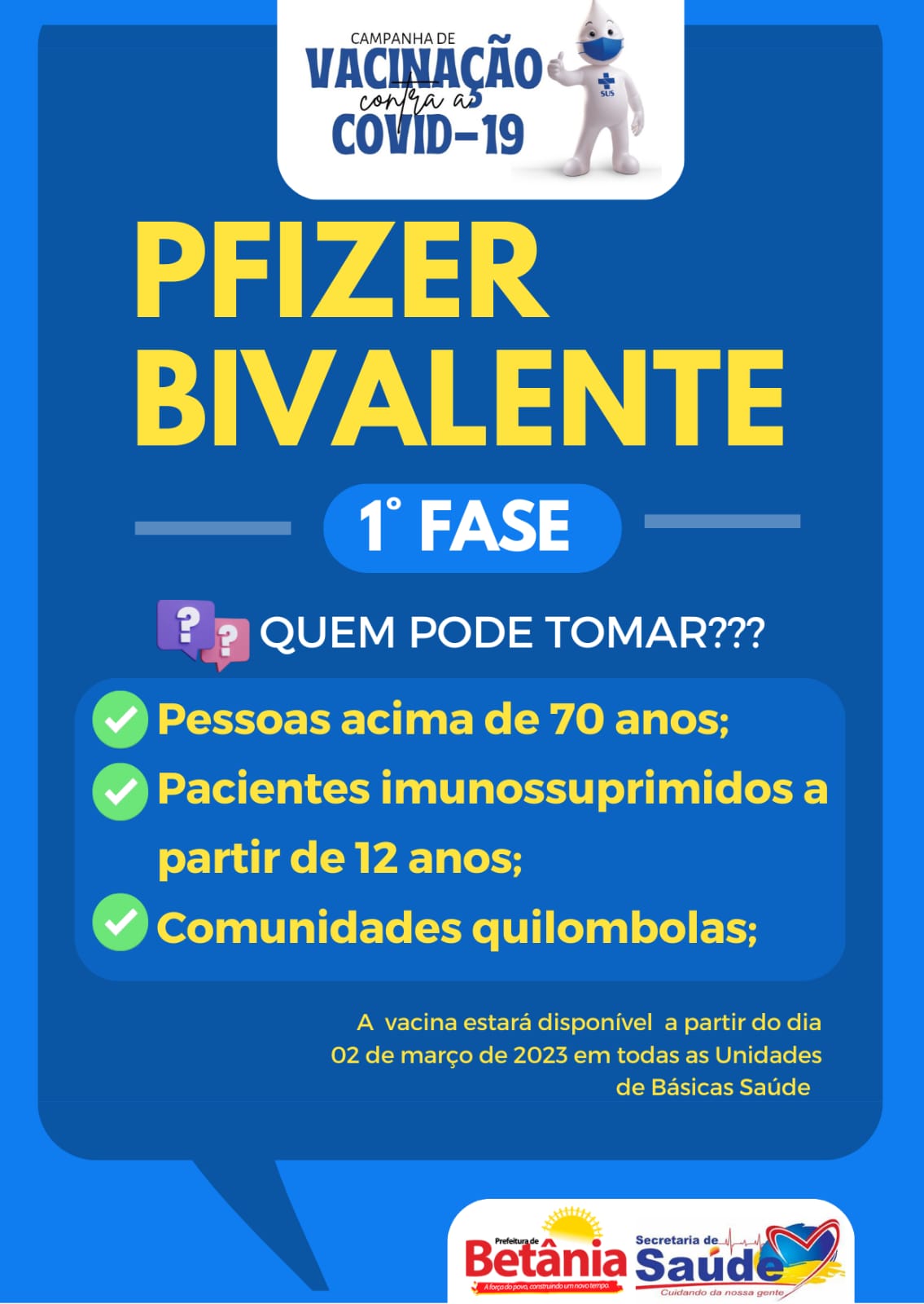 Betânia recebe as primeiras doses da vacina bivalente