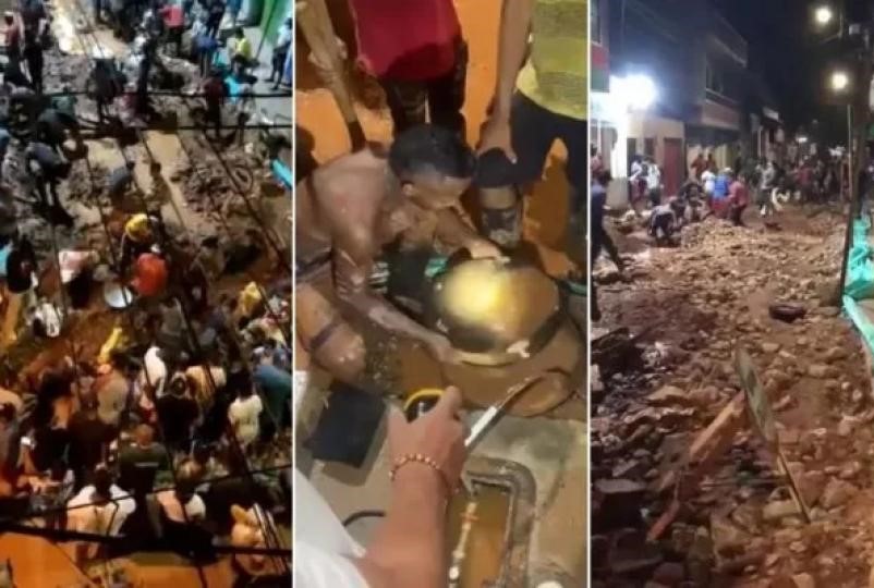 Multidão quebra rua após boato sobre ouro em rede de esgoto