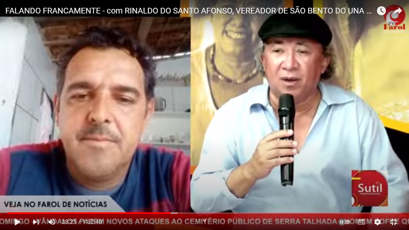 Vereador diz na TV FAROL que sofre ameaças de morte