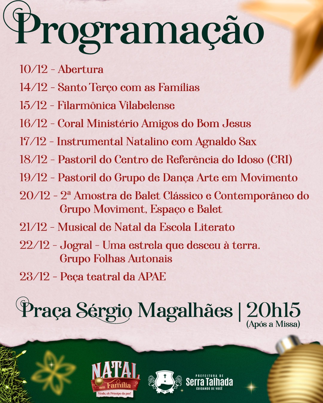 Decoração natalina será inaugurada neste domingo em ST