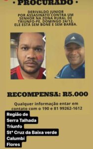 Polícia oferece R$ 5 mil sobre paradeiro do criminoso de Triunfo