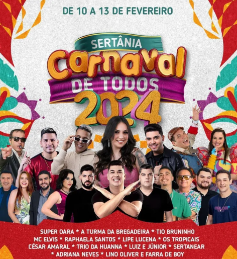 Sertânia anuncia atrações do Carnaval de Todos 2024
