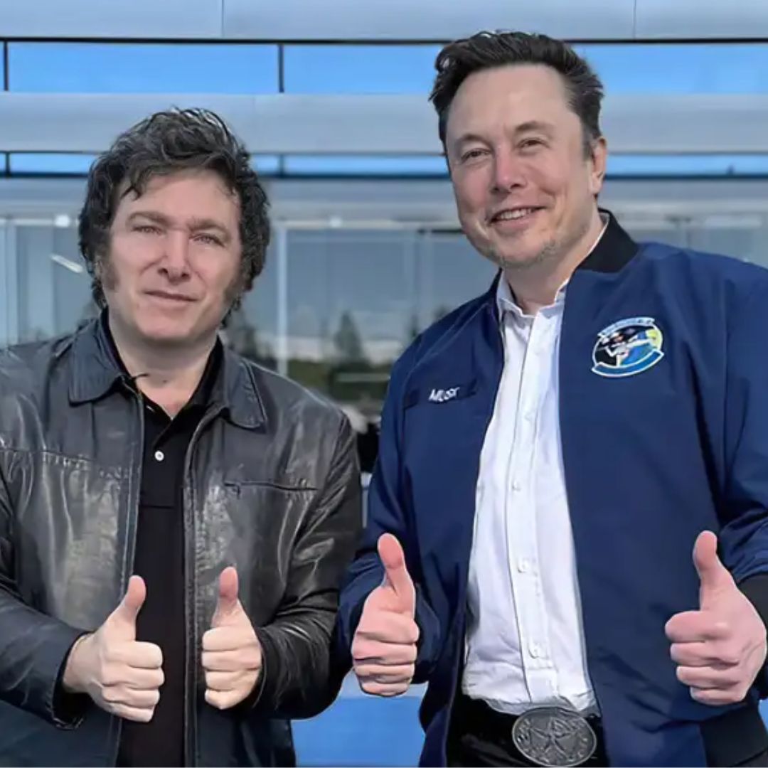 Presidente da Argentina Javier Millei e o bilionário Elon Musk - Foto: X / Elon Musk