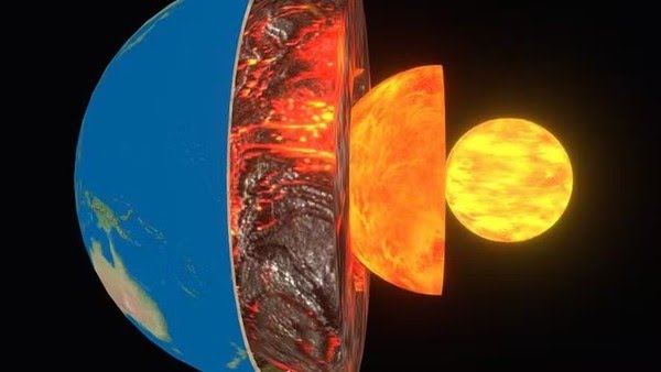 O núcleo interno da Terra está desacelerando e dias serão mais longos 1 O núcleo terrestre interno — Foto: Reprodução/shooogp/Sketchfab