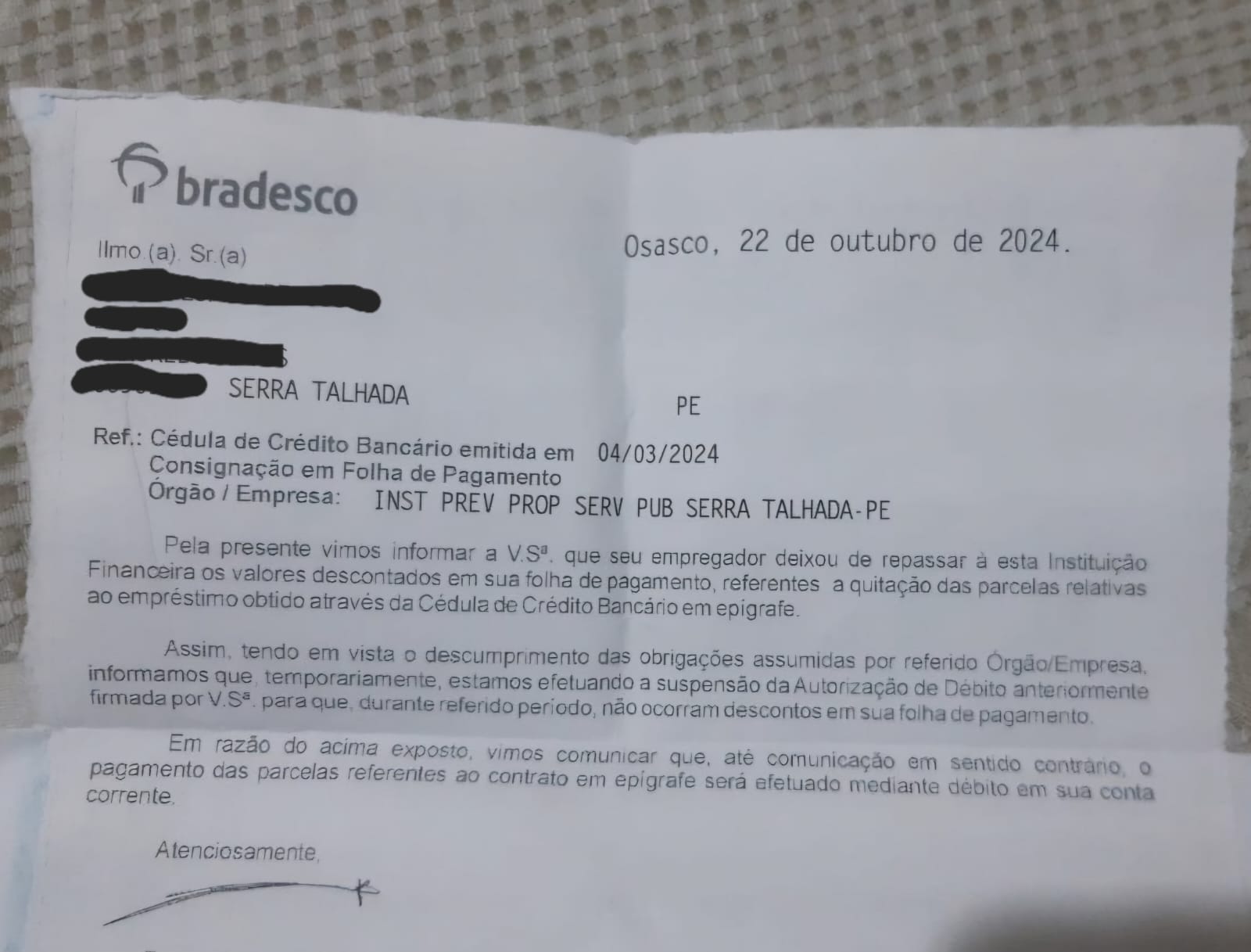 Servidora denuncia falta de repasse do governo Márcia sobre consignados