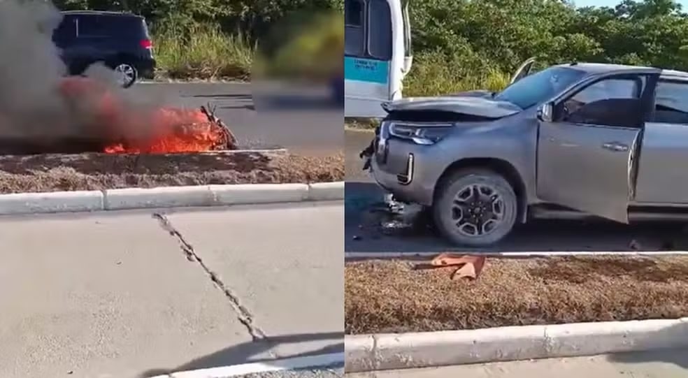 Motociclista morre após colidir contra caminhonete 1 Motociclista morre após colidir contra caminhonete - Foto: Reprodução/WhatsApp