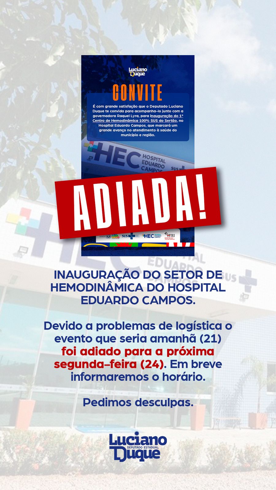 Raquel Lyra desmarca agenda em ST e evento no HEC é adiado