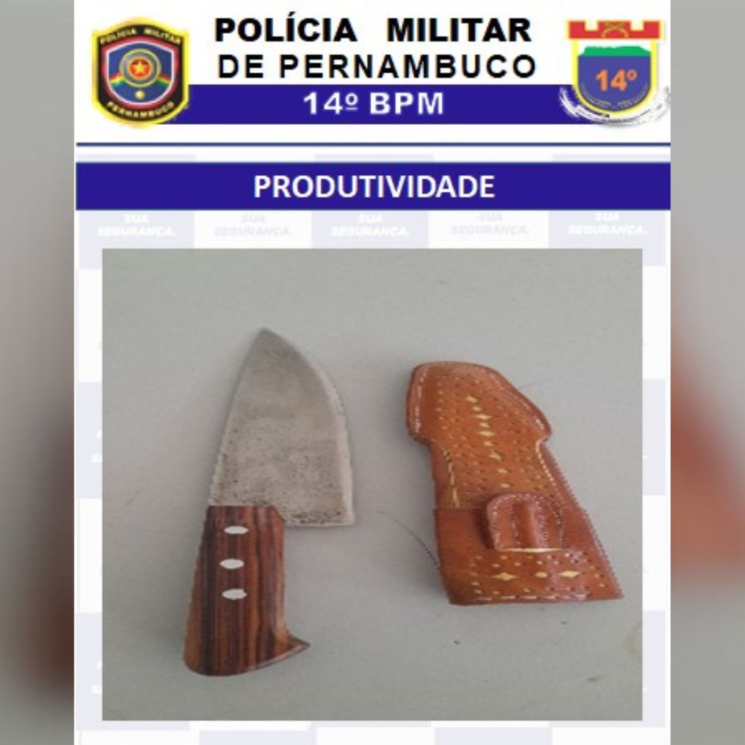 Polícia Militar apreende armas em Serra Talhada e Flores nesta 2ª 1 faca na cintura