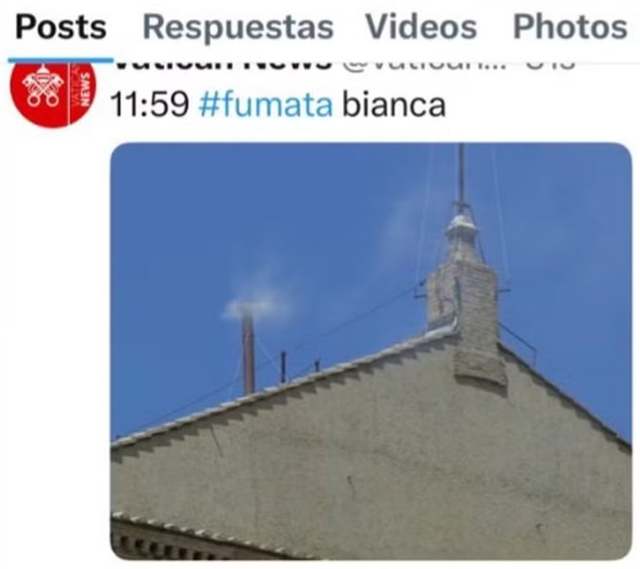 Vaticano se confunde, posta 'fumaça branca' e depois apaga 1 Vaticano se confunde, posta 'fumaça branca' e depois apaga - Imagem: Reprodução/X