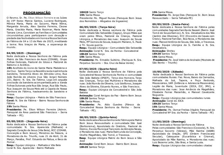 19ª Festa de Nossa Sra. de Fátima começa hoje