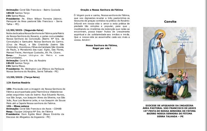 19ª Festa de Nossa Sra. de Fátima começa hoje