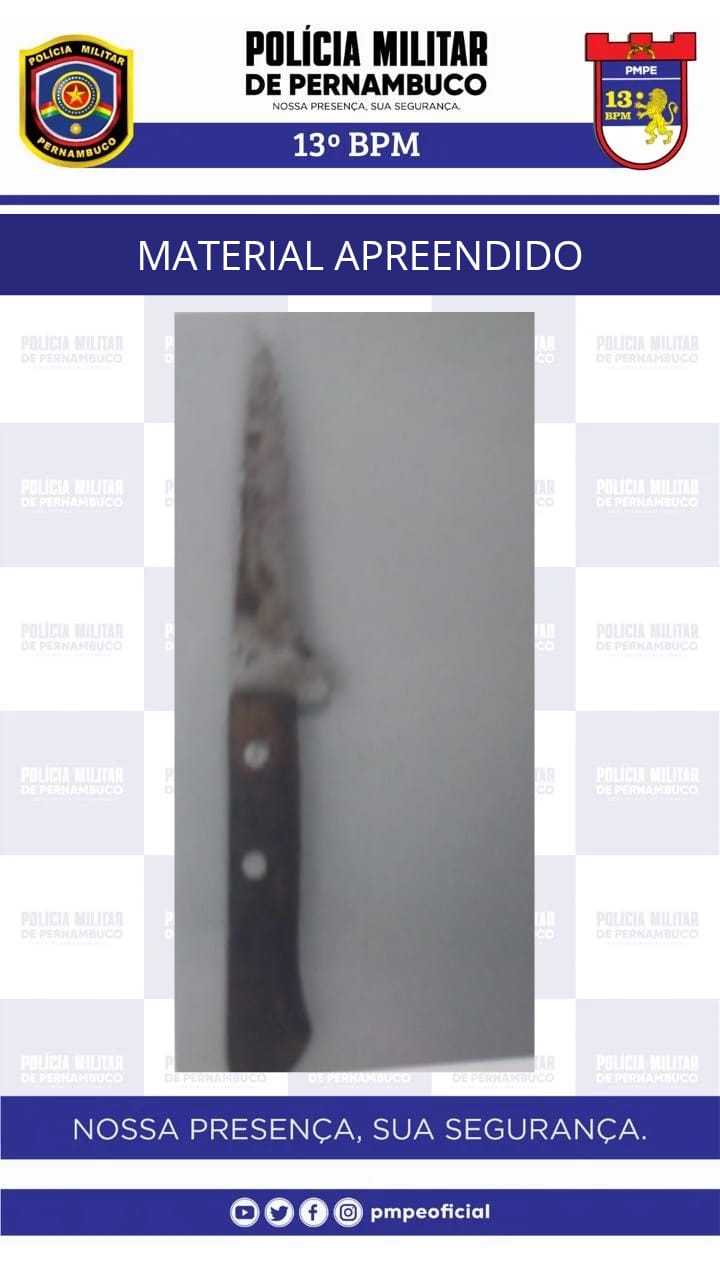 Homem é preso por tentar matar esposa a facadas 1 Homem é preso por tentar matar esposa a facadas - Foto: Divulgação/PMPE