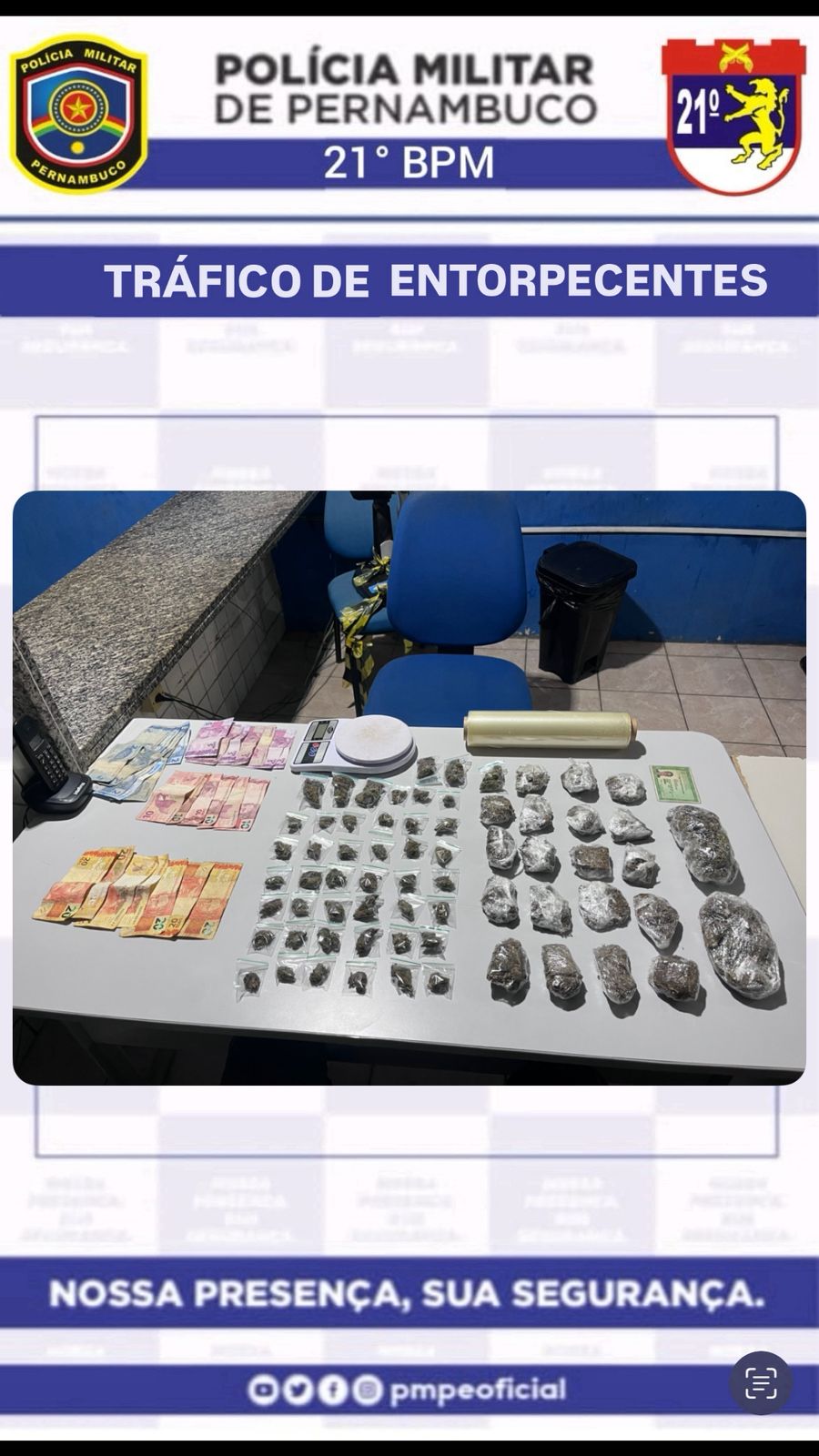 Traficante de drogas é preso em operação da Polícia Militar 1 Traficante de drogas é preso em operação da Polícia Militar - Foto: Divulgação/PMPE