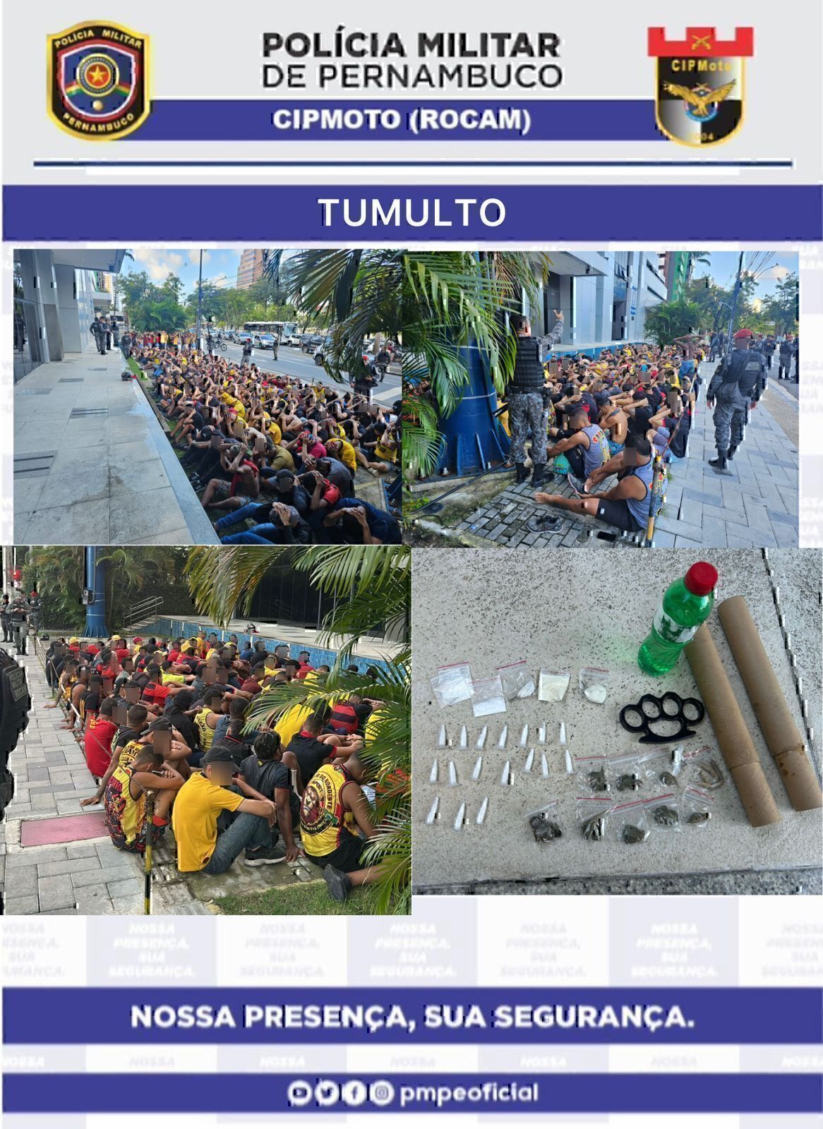Polícia Militar prende 166 torcedores do Sport por tumulto - Fotos: PMPE/Divulgação