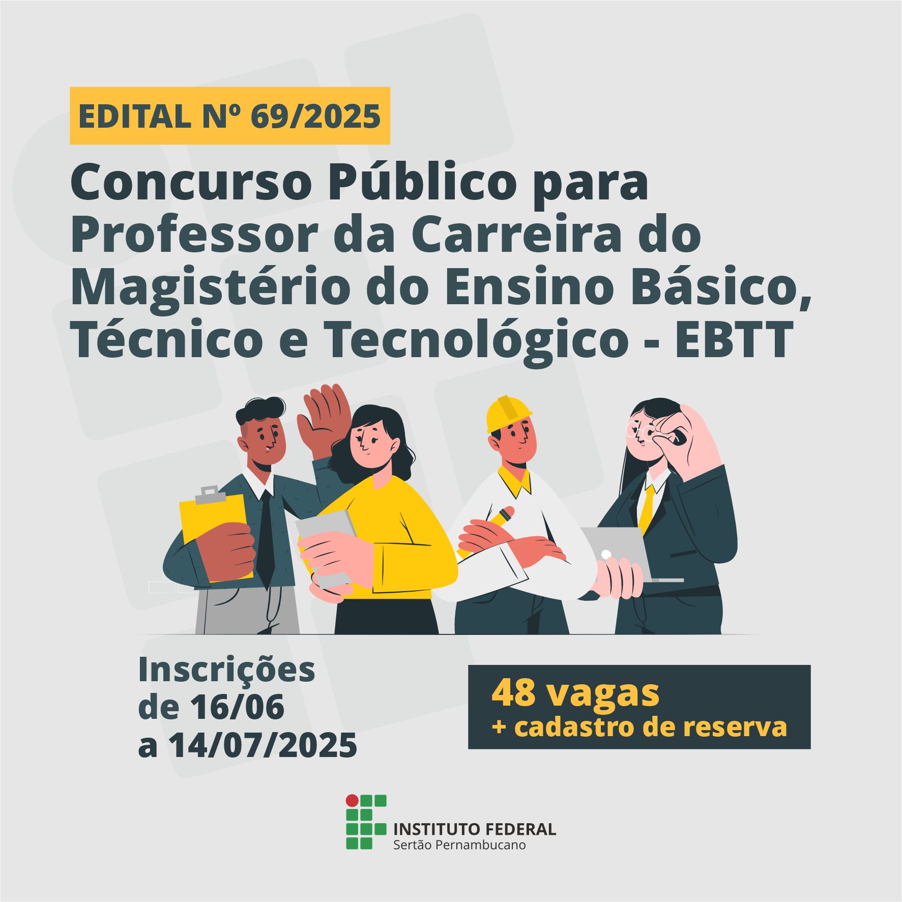 IFSertãoPE abre concurso público para Professor EBTT