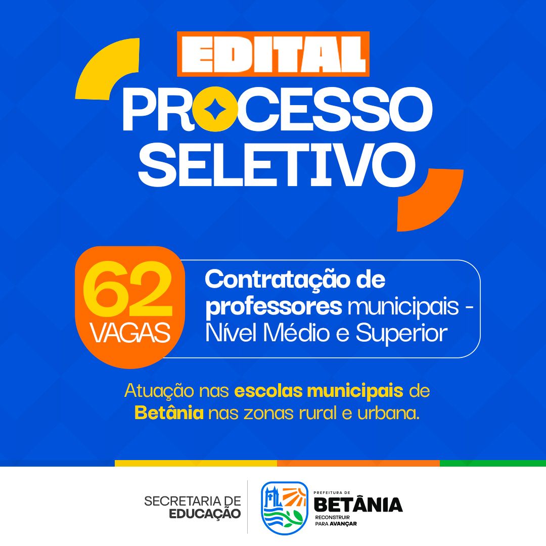 Betânia abre inscrições para Processo Seletivo da Educação