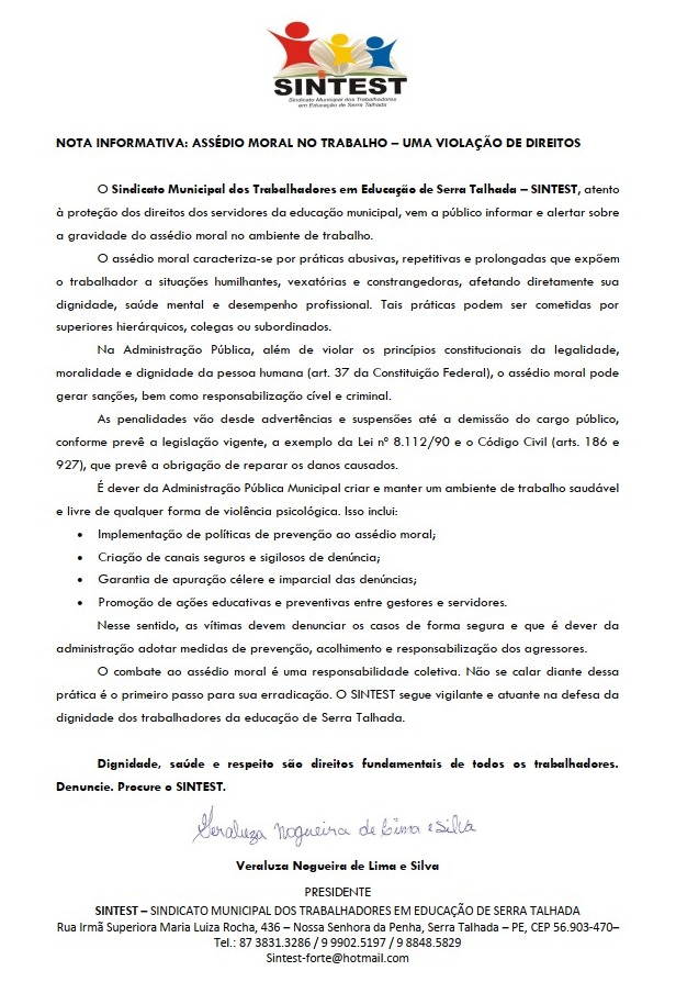 Nota do Sintest