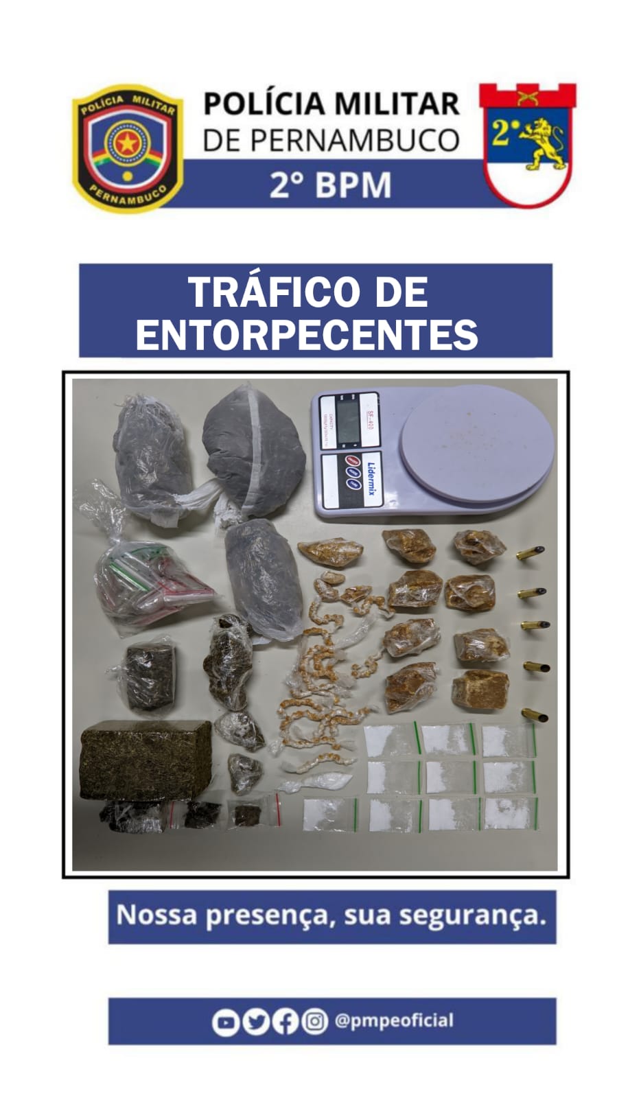 PM prende dois homens com drogas e munições 1 Polícia Militar prende dois homens com drogas e munições - Foto: Divulgação/PMPE