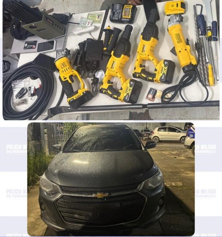 PM prende 2 suspeitos de arrombamento de caixas 1 Foto: PMPE/Divulgação