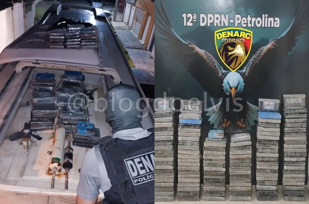 Polícia apreende quase 130Kg de cocaína dentro de ônibus em Floresta, no Sertão
