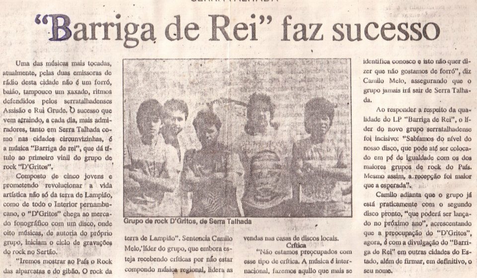 Rock no Sertão tem nome: D.Gritos e os jovens de ST que fizeram história
