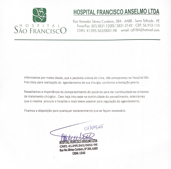 Agricultora espera por cirurgia há 2 meses em ST e fala de jogo político