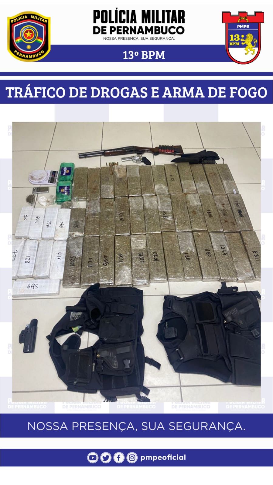 PM apreende armas, munições e entorpecentes em PE 1 PM apreende armas, munições e entorpecentes em PE - Foto: Divulgação/PMPE