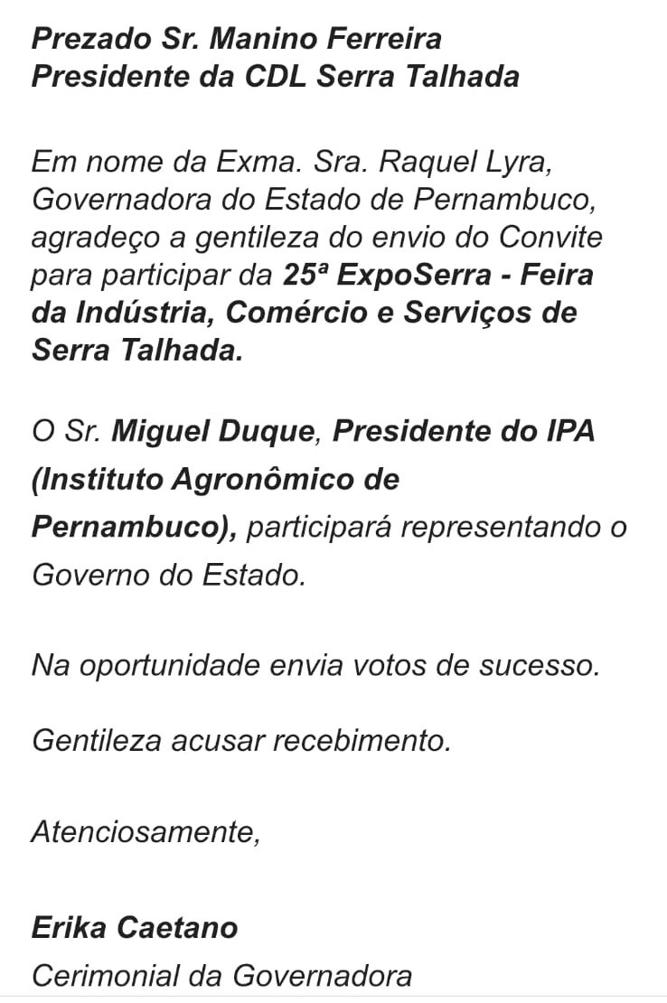 Miguel Duque representa Raquel Lyra na abertura da 25ª Exposerra