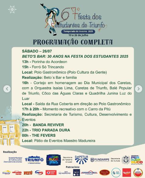 67º Festa dos Estudantes faz de Triunfo a capital do lazer em PE