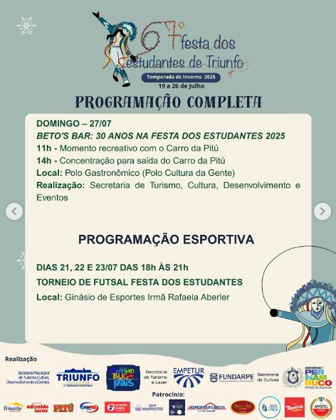 67º Festa dos Estudantes faz de Triunfo a capital do lazer em PE