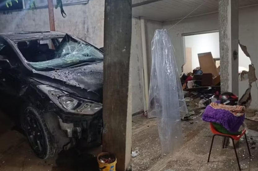 Homem joga carro contra a própria casa após esposa não querer ter relações sexuais com ele 1 Esposa nega sexo, e marido ameaça e bate carro contra própria casa - Foto: Divulgação/PMPR