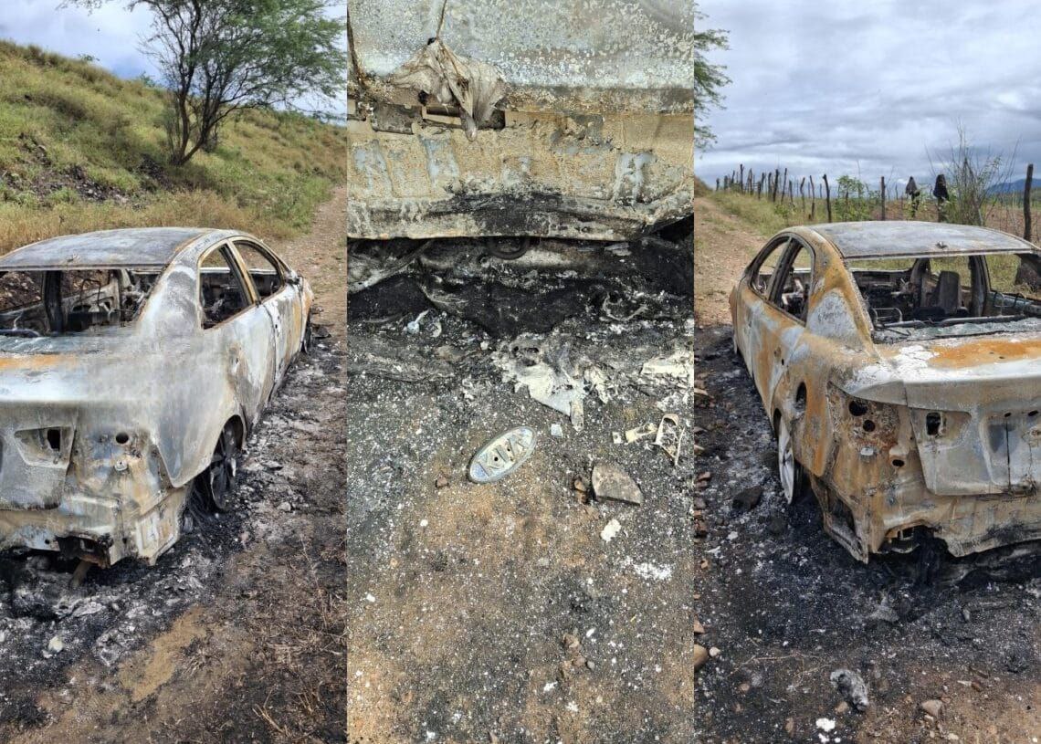 Carro com denúncia de roubo é encontrado carbonizado 1 Carro