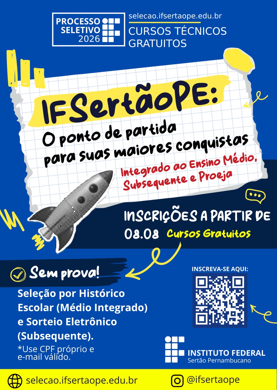 IFSertãoPE oferta mais de 1700 vagas em cursos técnicos