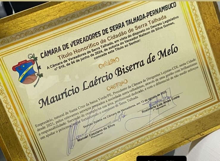 Câmara concede título de Cidadão Serra-Talhadense ao empresário Maurício Melo
