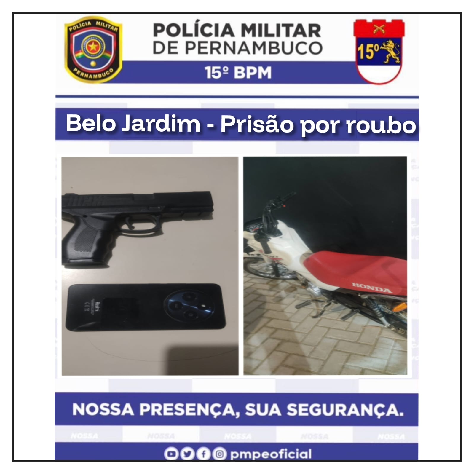 Polícia Militar prende homem por roubo de motos na PE-166 1 Polícia Militar prende homem por roubo de motos na PE-166 - Foto: Divulgação/PMPE