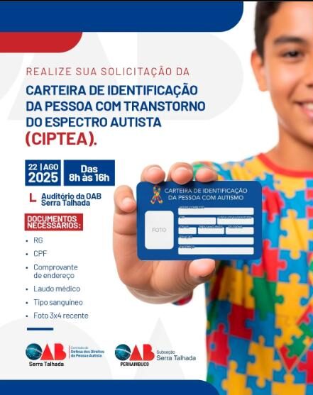 OAB ST realiza evento de solicitação da carteira para pessoas com autismo 1 OAB ST realiza evento de solicitação da carteira para pessoas com autismo