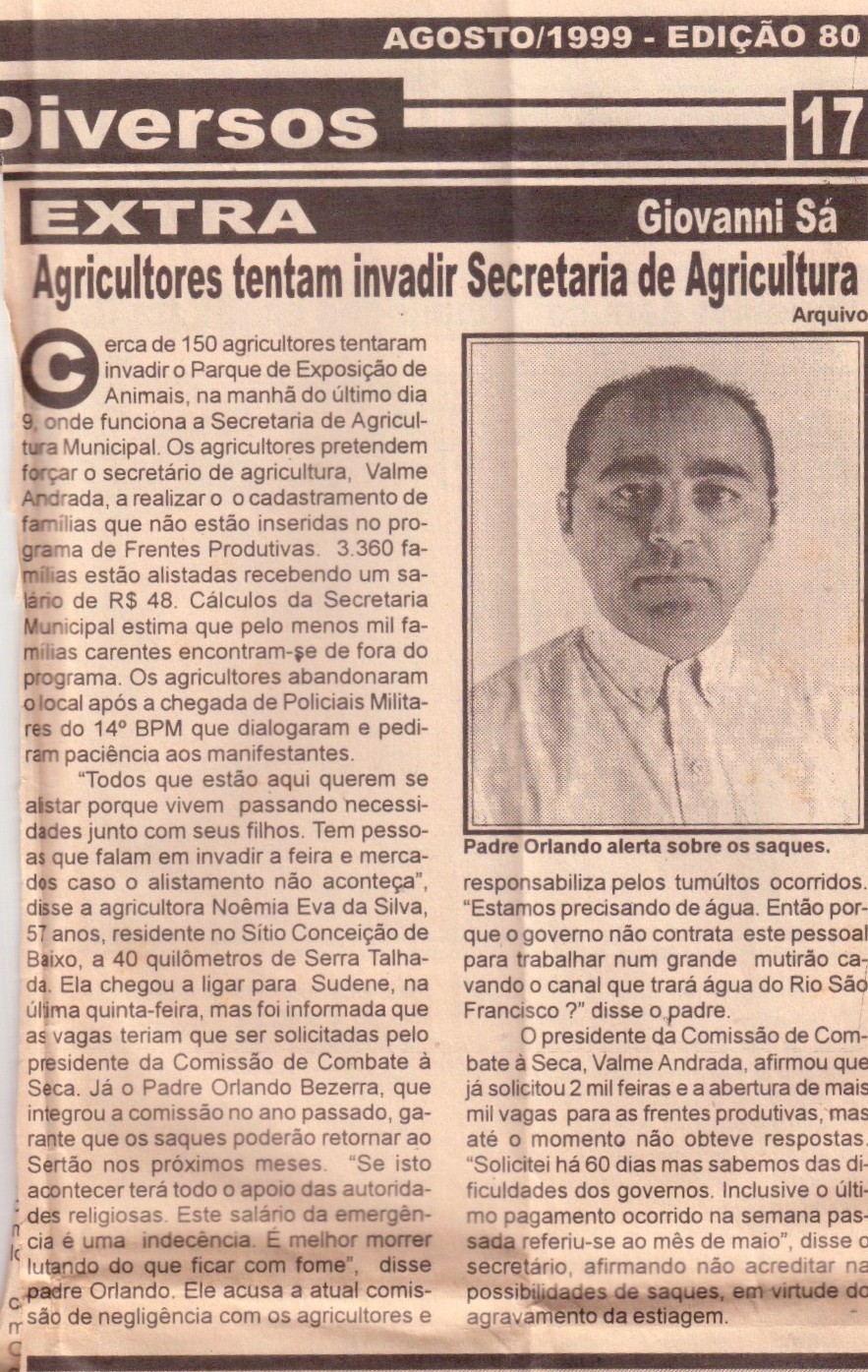 As lutas do padre Orlando foram em defesa dos mais pobres de ST 1 Foto: Reprodução