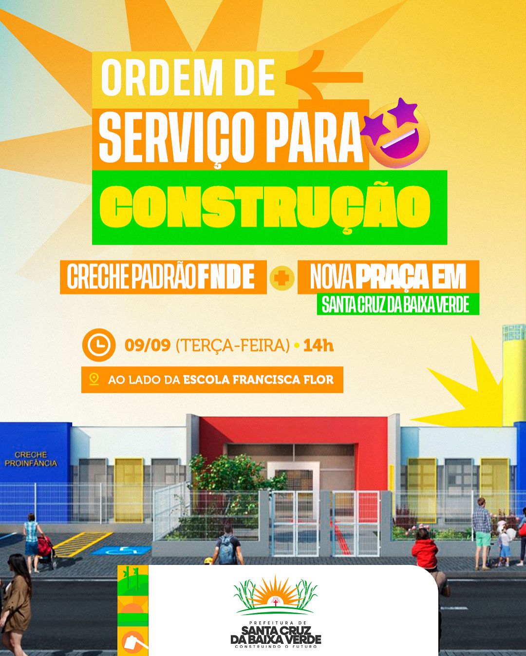 Santa Cruz terá nova creche padrão FNDE e praça pública 1 Santa Cruz da Baixa Verde terá nova creche padrão FNDE e praça