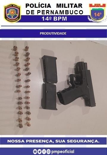 PM apreende arma e munições durante bloqueio em avenida de ST 1 PM apreende arma e munições durante bloqueio em avenida de ST