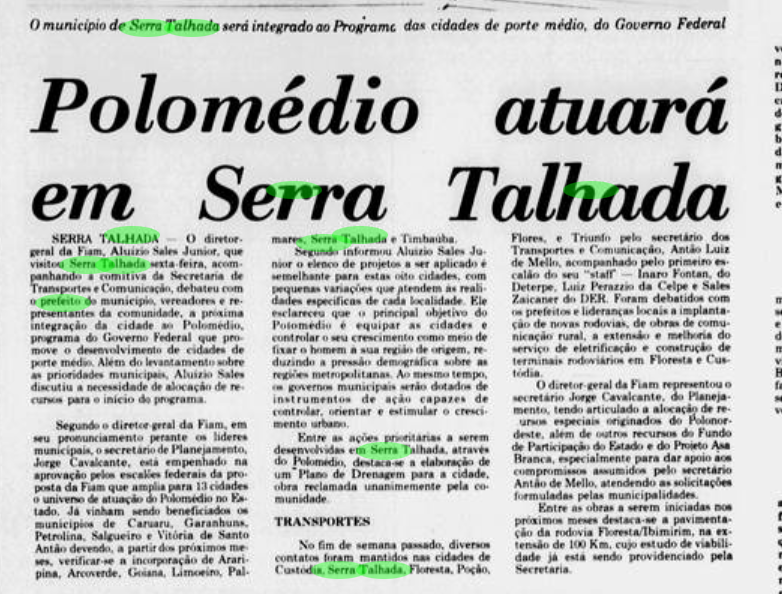 Governo transforma Serra Talhada em Polomédio na década de 1980