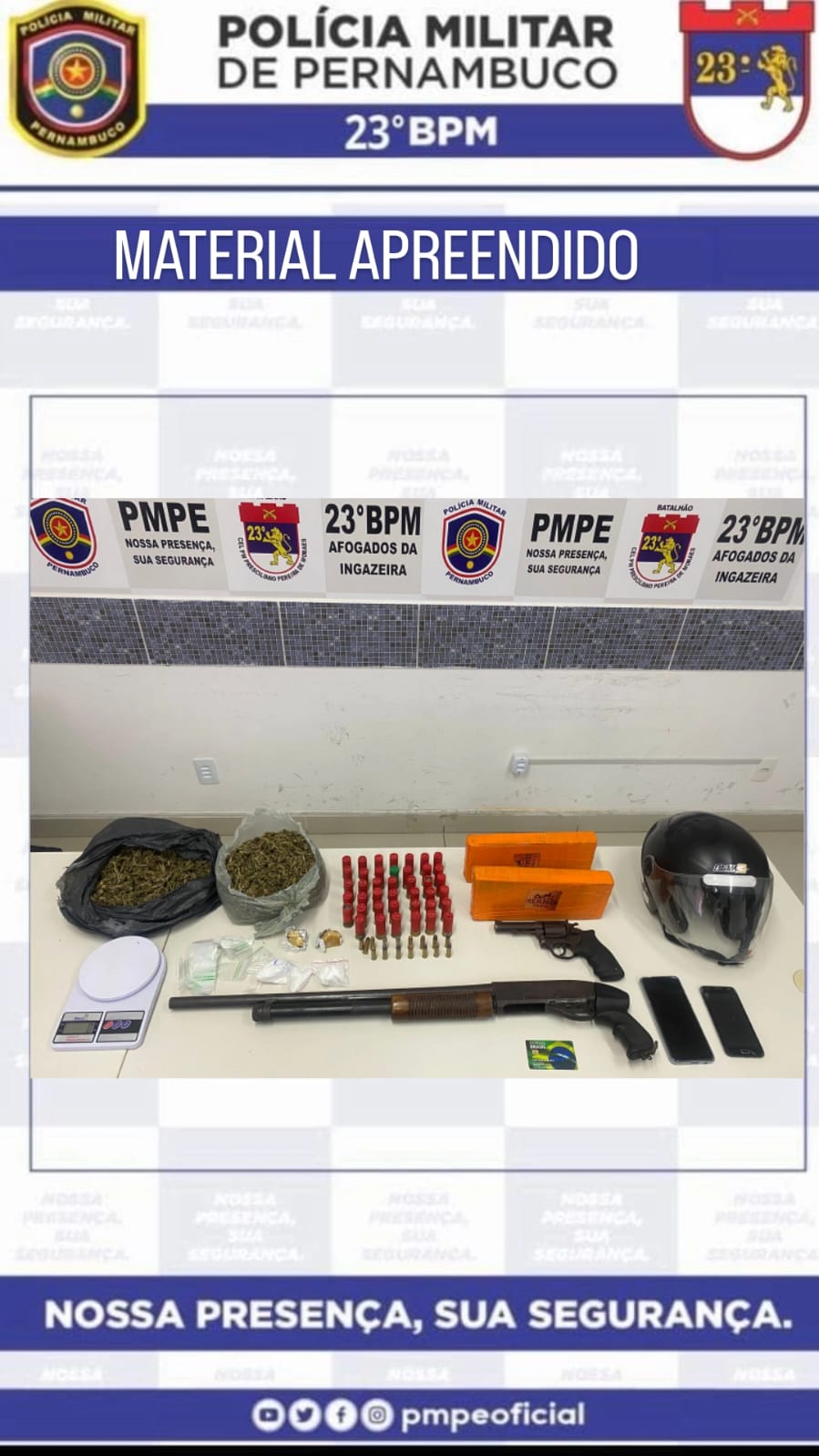 PM recupera moto roubada e apreende armas e drogas 1 PM recupera moto roubada e apreende armas e drogas - Foto: Divulgação/PMPE