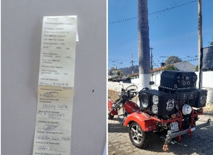 Polícia flagra condutor embriagado em triciclo com paredão em Serra Talhada 1 polícia apreende