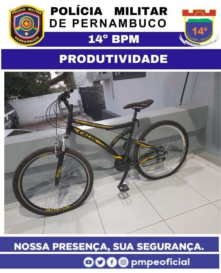 Bicicleta furtada é recuperada pela PM; Suspeito alega ter comprado por R$ 250 1 bicicleta