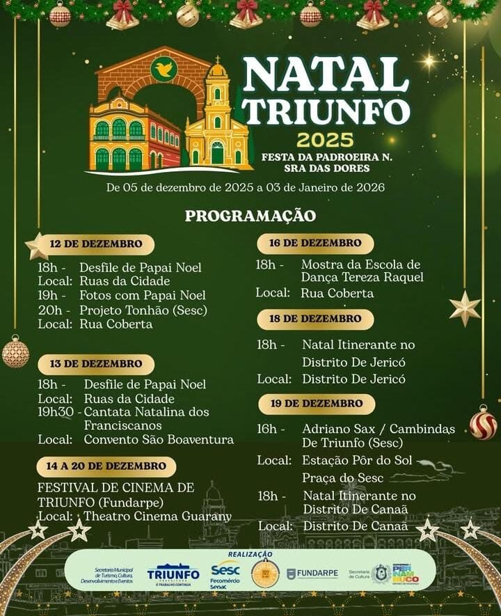 Triunfo segue programação natalina com cantatas e Festival de Cinema