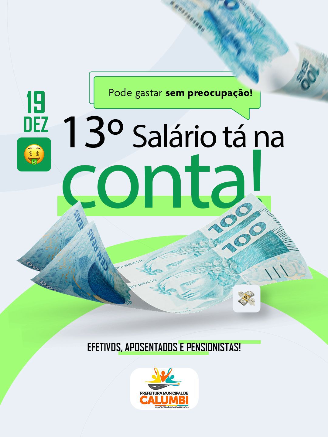 Calumbi paga 13º salário a servidores, aposentados e pensionistas