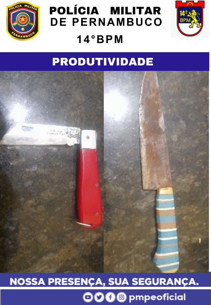 Homem com facas causa confusão e ameaça moradores de Belmonte 1 Homem detido com facas causando confusão